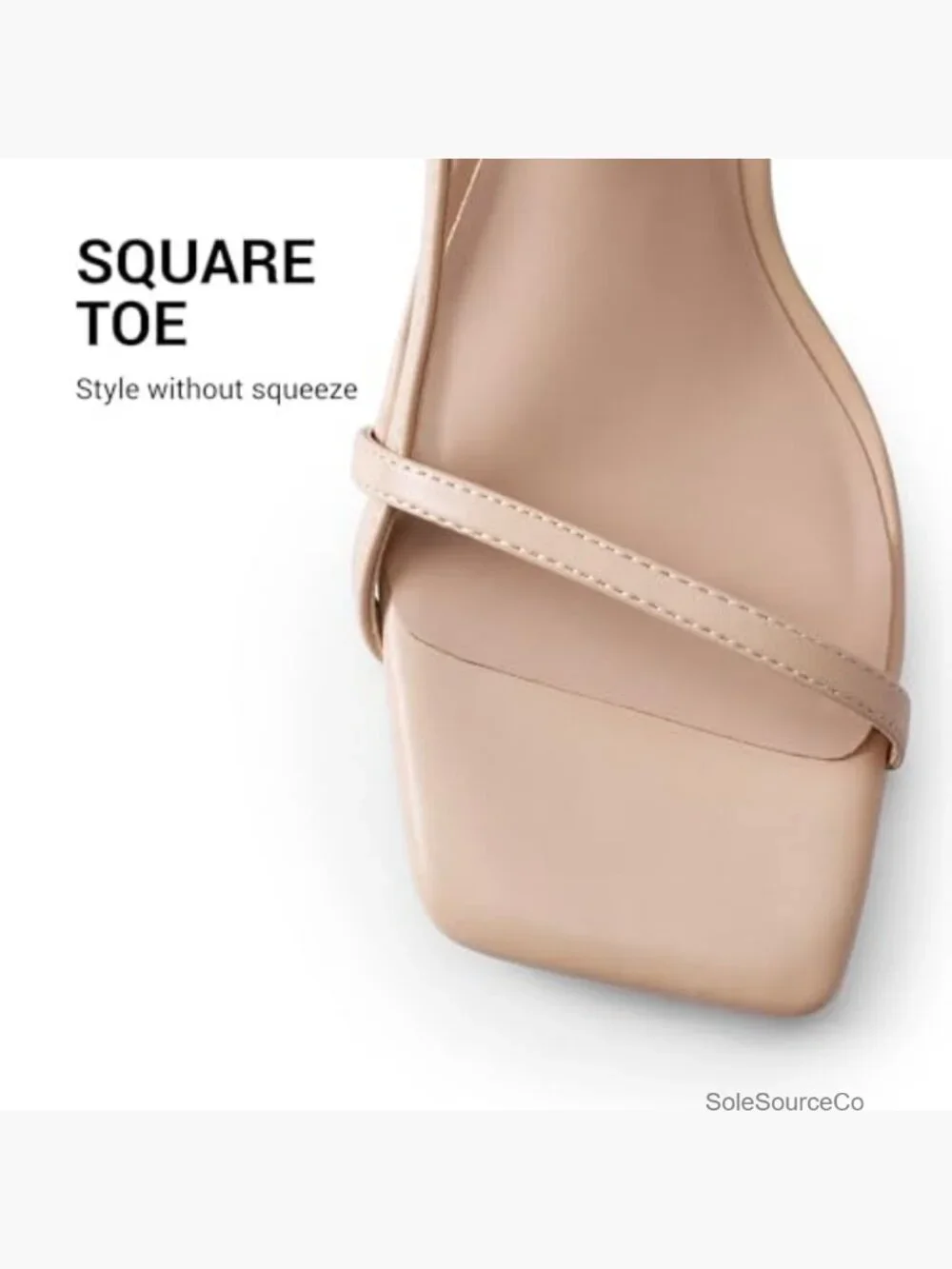 Women's Square Toe Kitten Heel Sandals with Ankle Strap